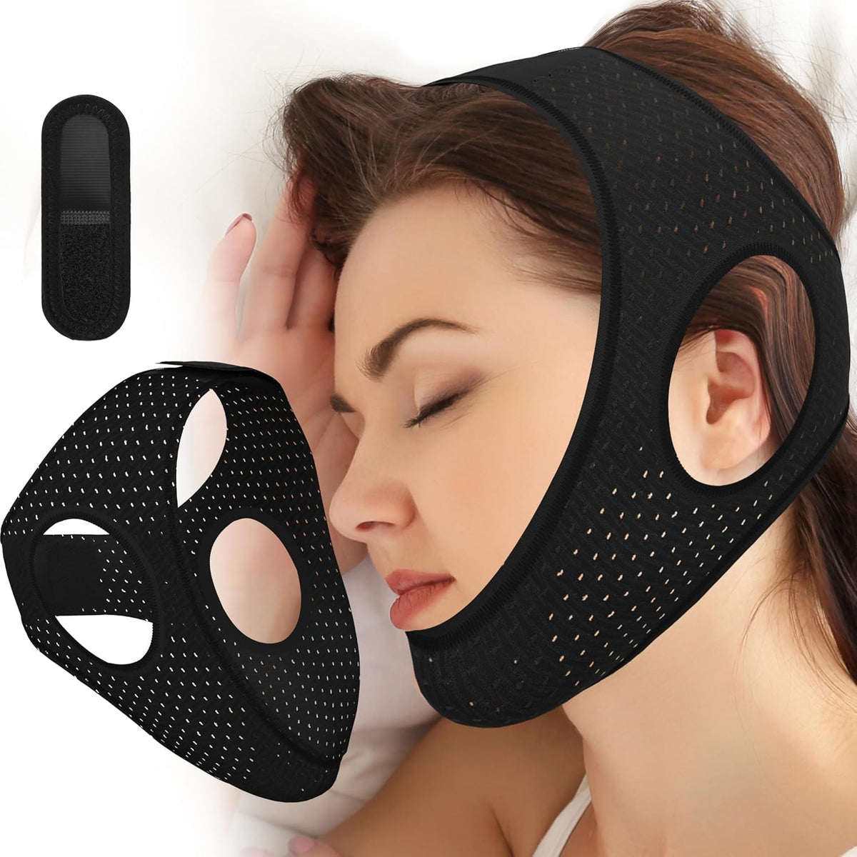 Chin Strap for Sleeping Effective Anti Snoring Devices Breathable and Comfortable Airflow Jaw Strap for Sleep Apnea Adjustable Anti Snoring Chin Strap for Men and Women