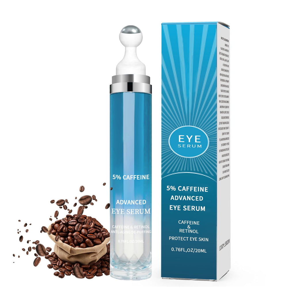 5% Caffeine Eye Cream Anti Aging Eye Cream For Puffiness & Bags Under Eyes 1 PCS Caffeine Eye Serum With Under Eye Roller For Wrinkles Fine Lines & Dark Circles Natural Eye Daily Care